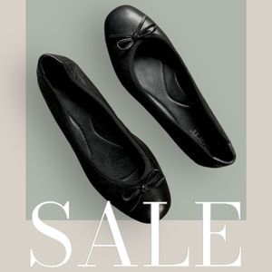 ⬇️ Born Brin Leather Ballerina Bow Ballet Flats Black